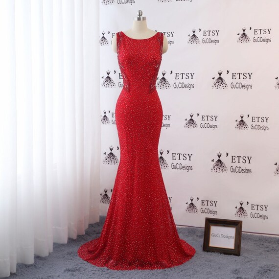 red and black evening gown