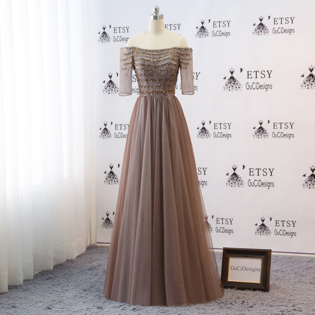 half sleeve evening dresses