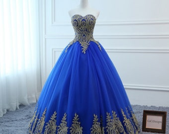royal blue gold dress