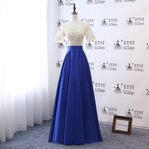 blue and golden gown