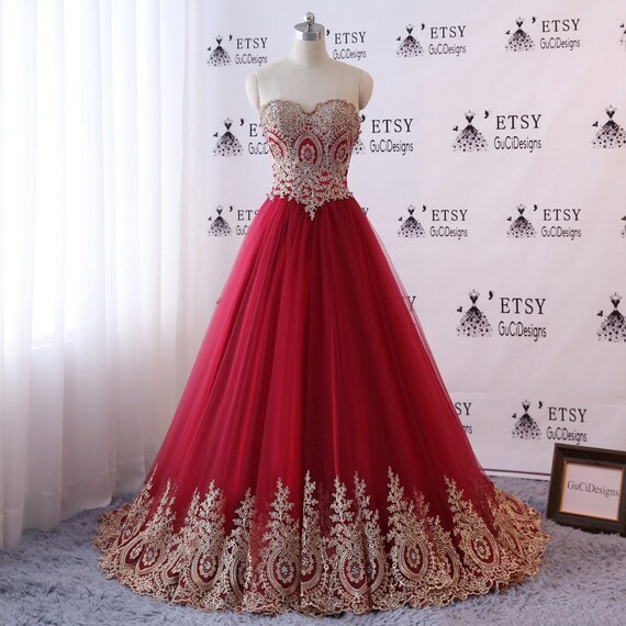 gold and red dress