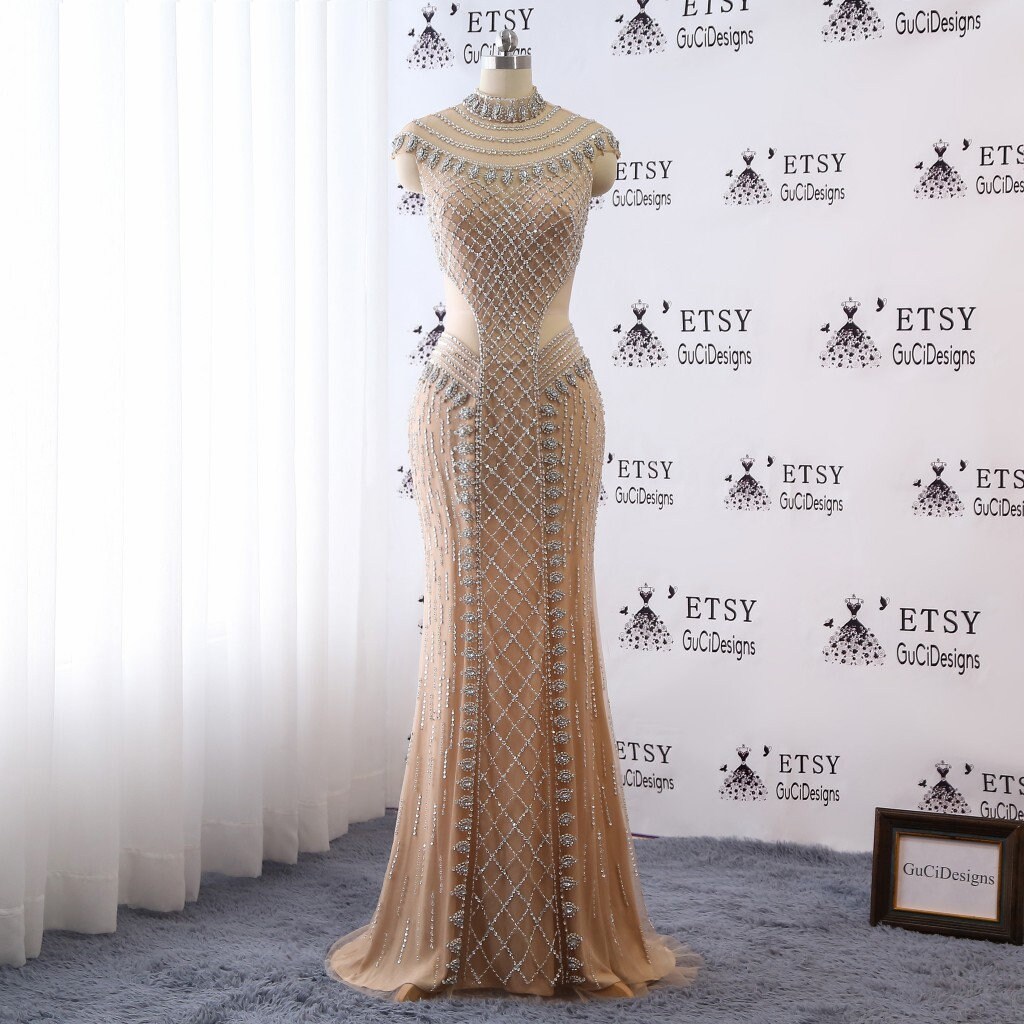 gold trumpet prom dress