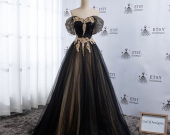 black and gold evening gowns with sleeves