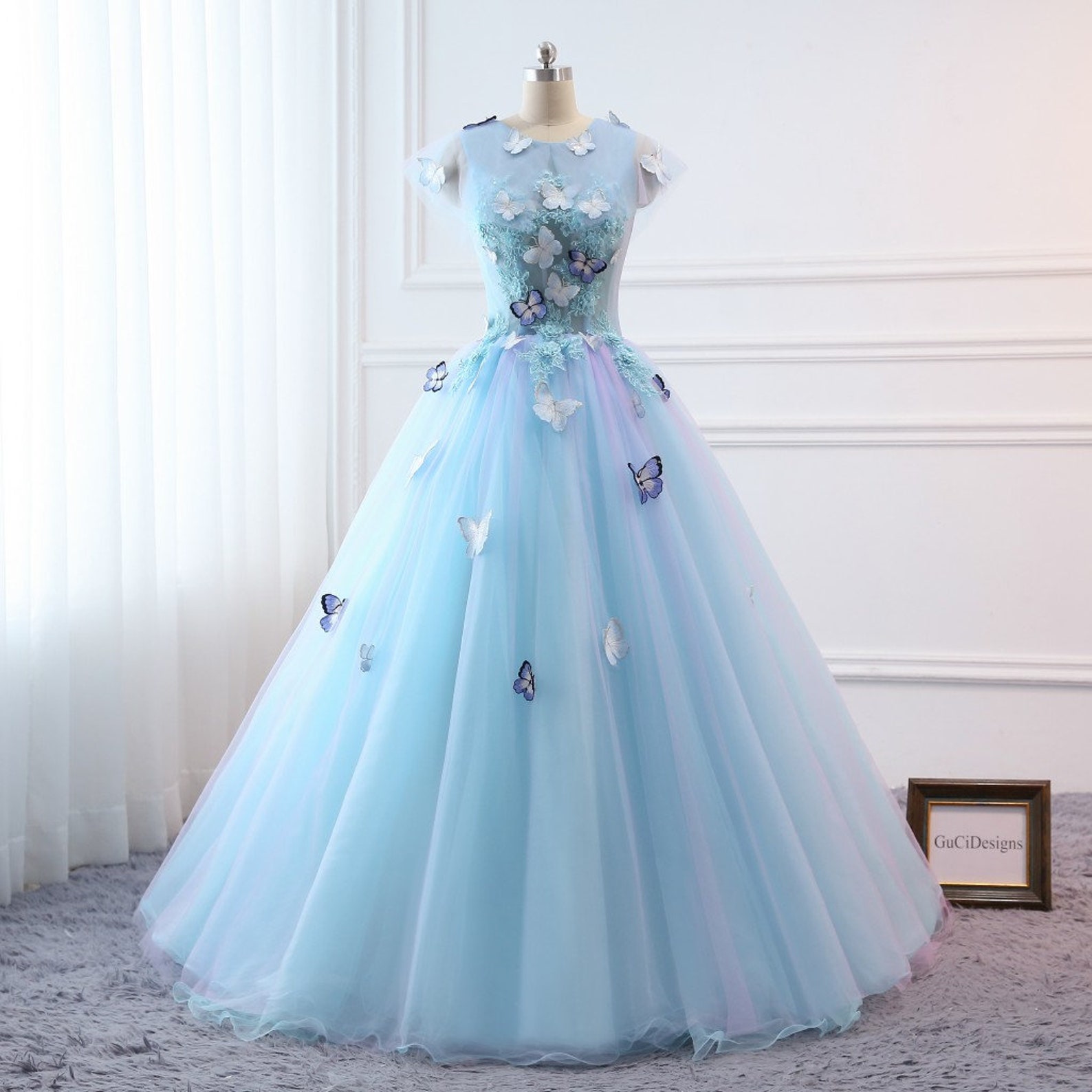 Prom Ball Gown Plus Size Long 2019 Women Formal Dresses Sky | Etsy UK