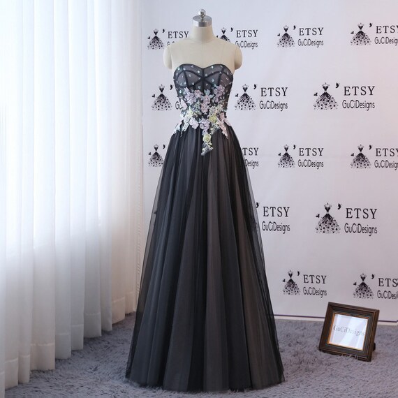 pink and black evening dress