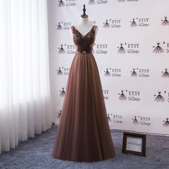 brown evening gown