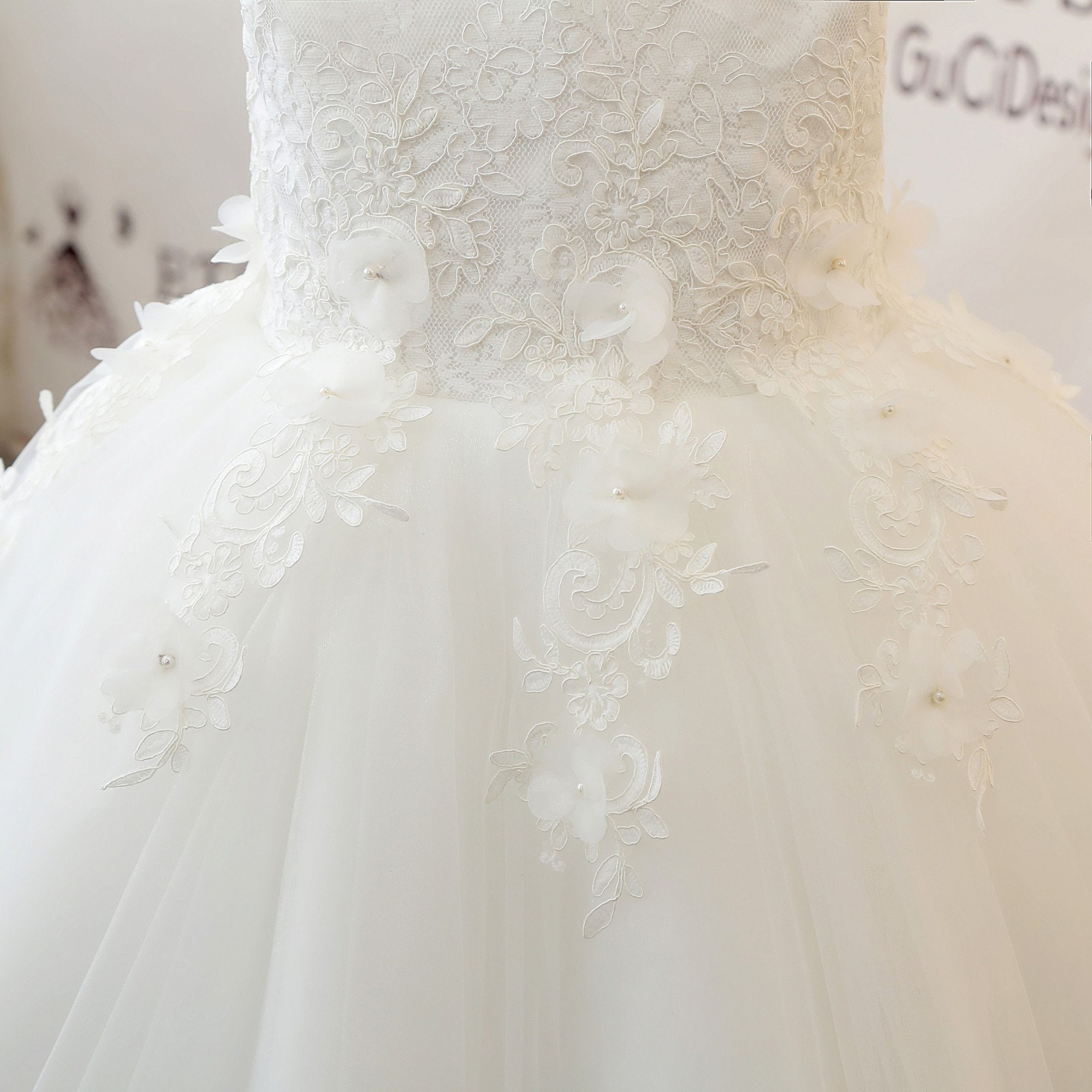 Beautiful 3D Flower Girl Dress Pearls Floral Lace Girl Party Etsy