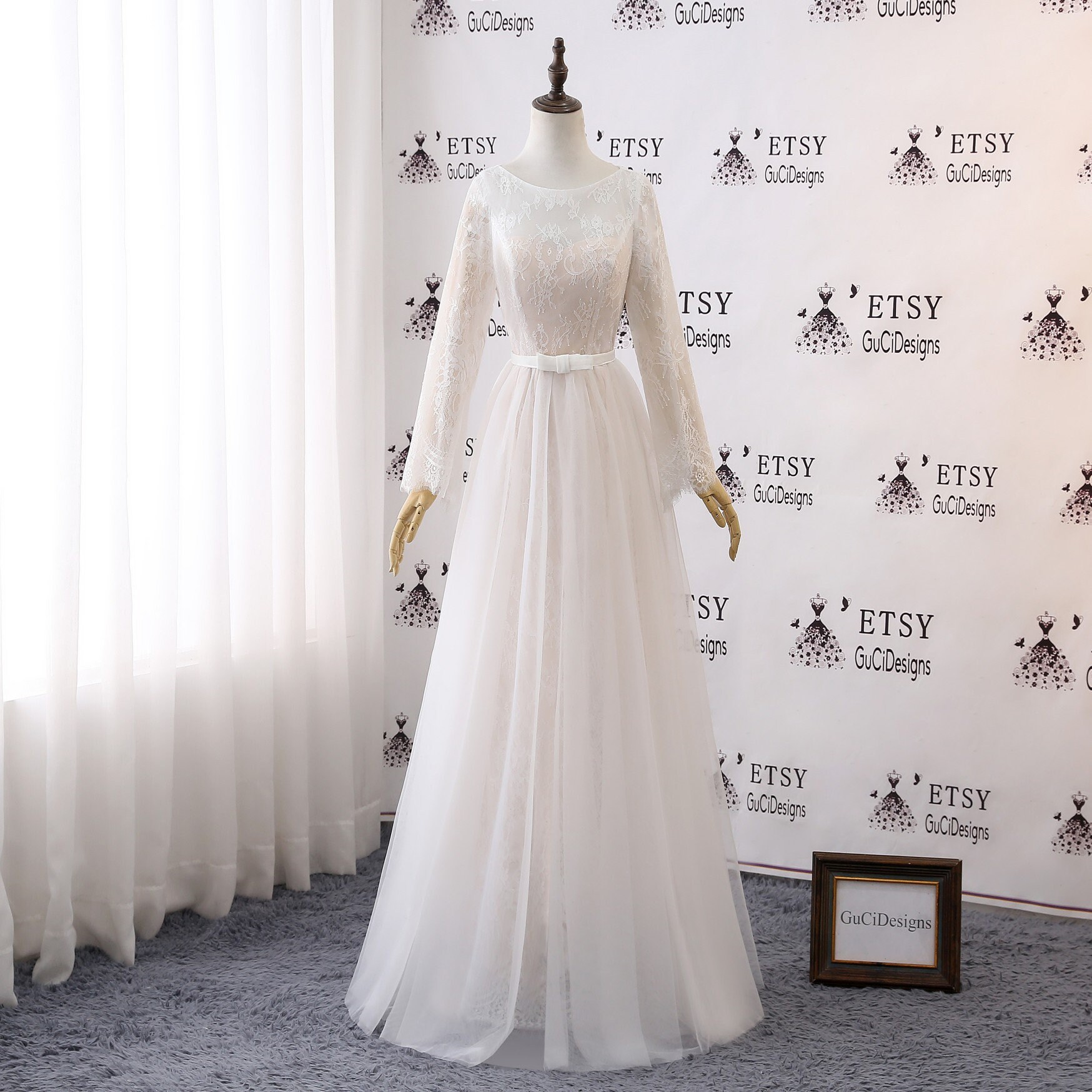 long sleeve two piece wedding dress