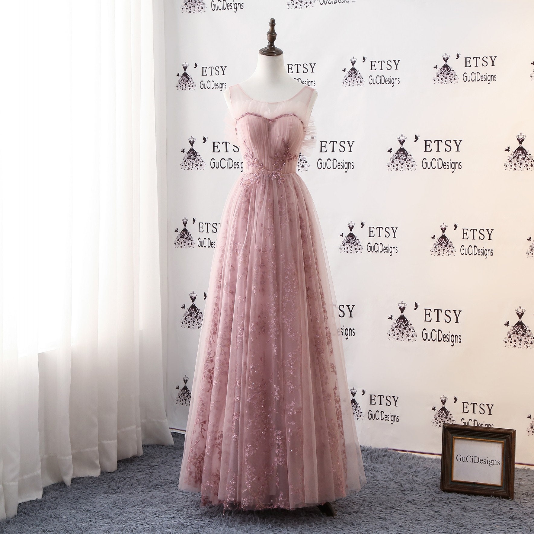 Elegant Blush Pink Wedding Dress Lace Floral Bridesmaid Dress | Etsy