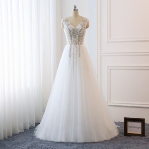 tulle gown with lace applique