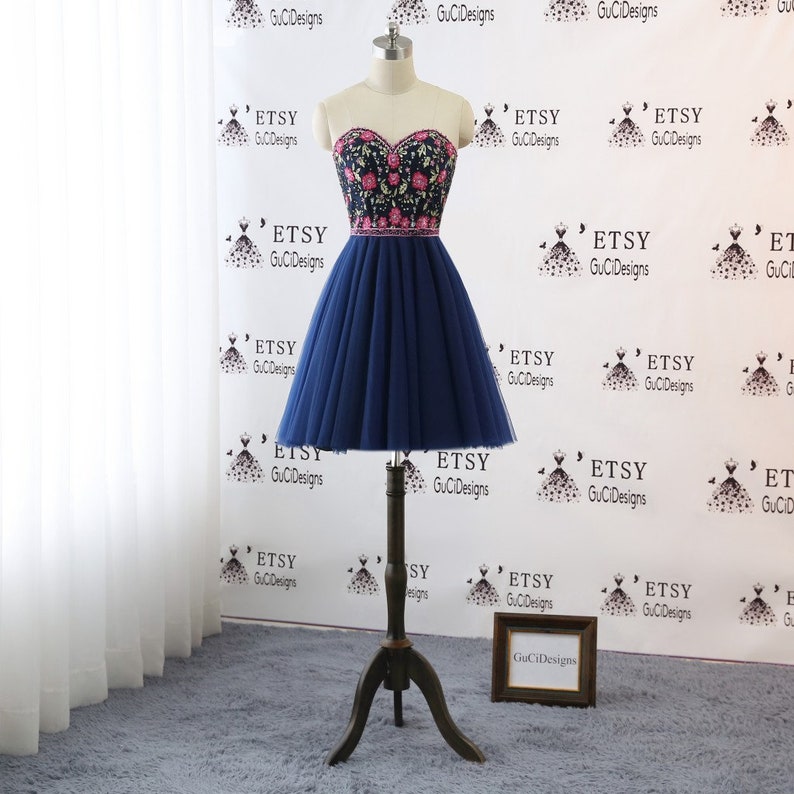 Girls Graduation Homecoming Dress Navy Blue Prom Dress Short Etsy