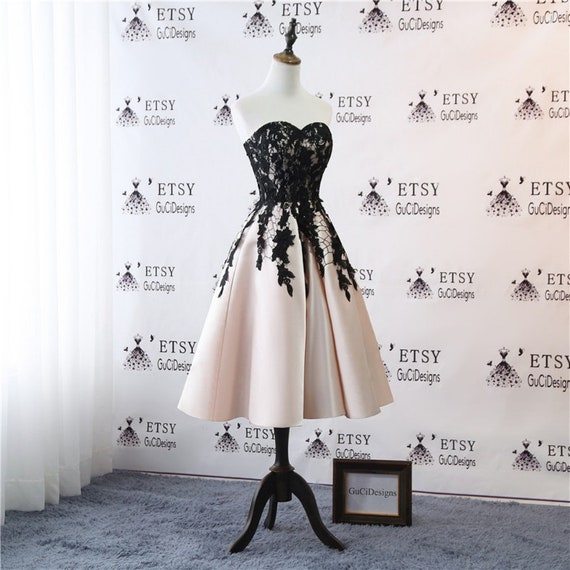 black lace tea dress