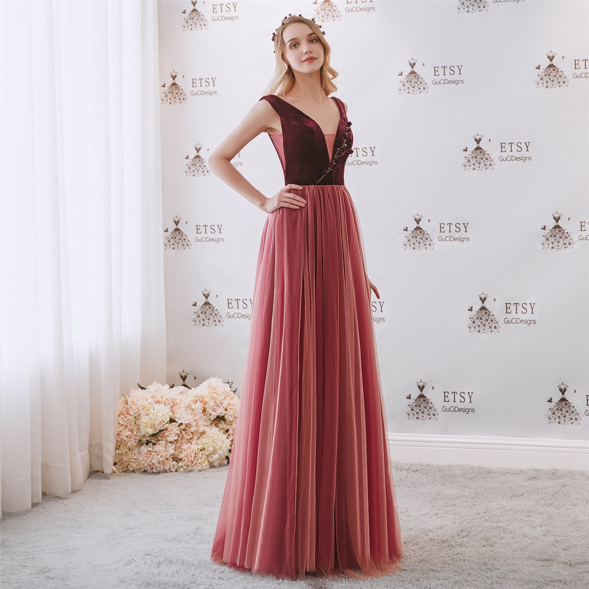 strappy satin gown