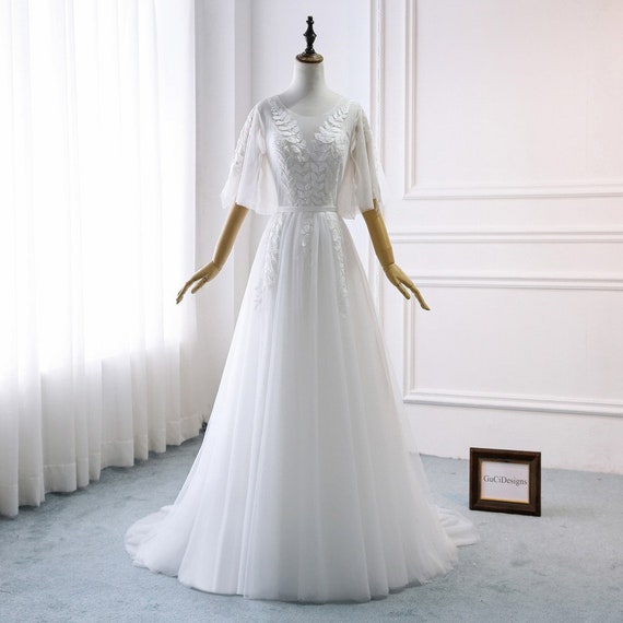 white boho gown