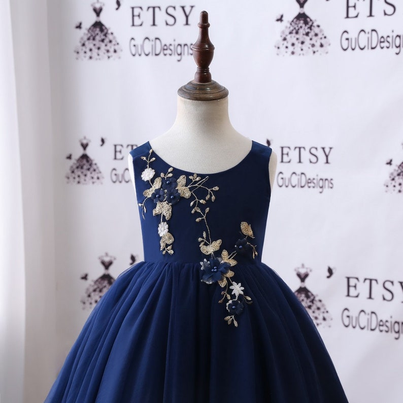Navy Blue Flower Girl Dresses For Weddings Baby Girls
