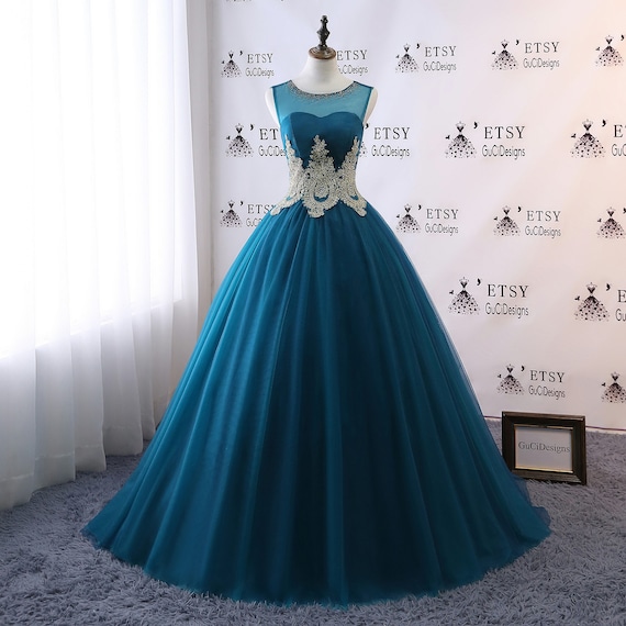 blue prom ball gown
