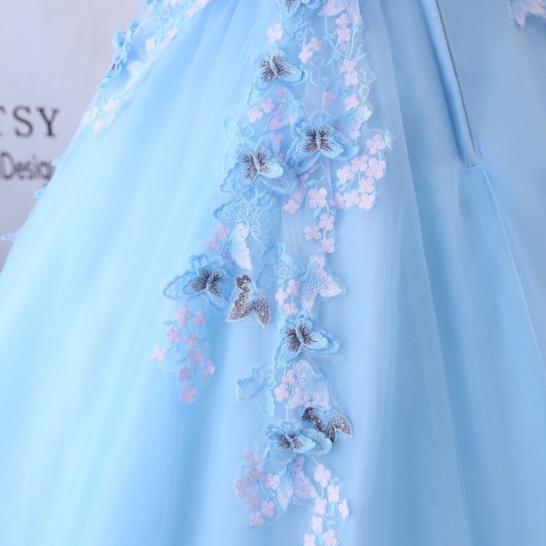 2018 Aline Wedding Dresses Blue Long with Butterfly Prom Etsy