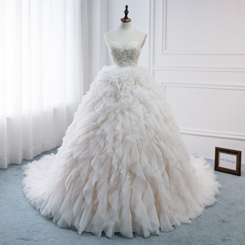 Gucidesigns 2019 Wedding Dresses Huge Layered Skirt Tulle Etsy