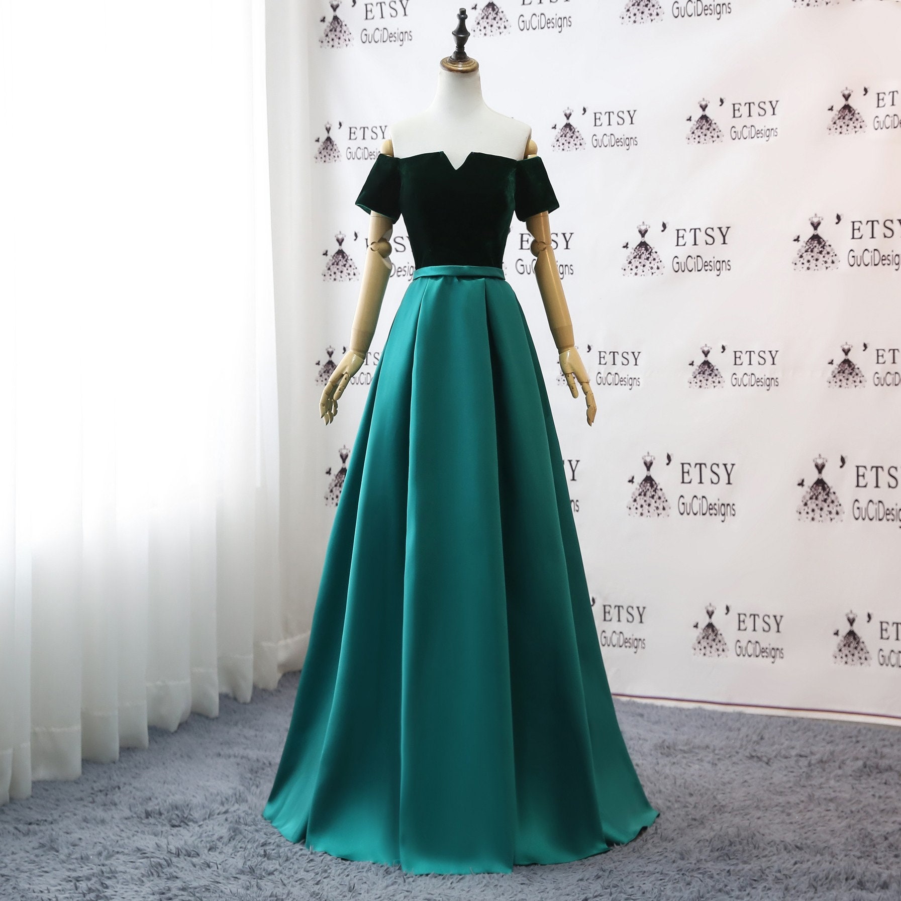 emerald long gown