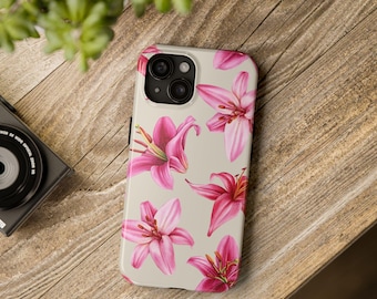 Lily Flower Print Phone Case for Samsung and iPhone 11 12 13 14 15 16 Pro Max Plus with Tough Sturdy Protection