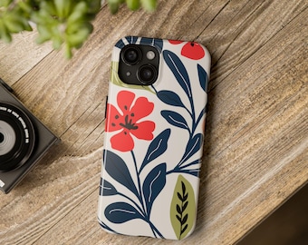 Minimalist Floral Print Phone Case for Samsung and iPhone 11 12 13 14 15 16 Pro Max Plus Tough Sturdy Protection