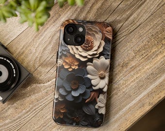 Boho Goth Floral Phone Case for iPhone 11 12 13 14 15 16 Pro Max Plus Tough Sturdy Protection