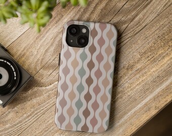 Neutral Bohemian Squiggle Phone Case for iPhone 11 12 13 14 15 16 Pro Max Plus Tough Sturdy Protection