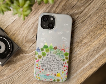 Cute Doodle Phone Case with God quote for Samsung and iPhone 11 12 13 14 15 16 Pro Max Plus Tough Sturdy Protection