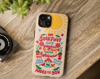 Cute Bible Verse Phone Case with God quote for Samsung and iPhone 11 12 13 14 15 16 Pro Max Plus Tough Sturdy Protection