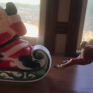 Vintage Empire Santa and Reindeer Blow Mold, Tabletop Light Up Christmas Decoration-1970