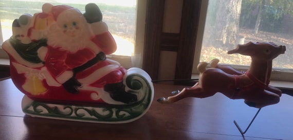 Blow mold santa and reindeer deals