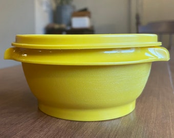 Vintage Sunny Yellow Tupperware Bowl with Lid