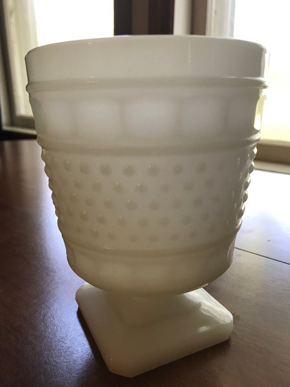 Vintage Napco Hobnail Footed Milkglass Vase Planter Candy Dish Etsy