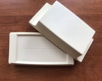 Vintage Tupperware Butter Container #1511-7 + #1512-5 Airtight Butter Dish, Holds 2 Sticks