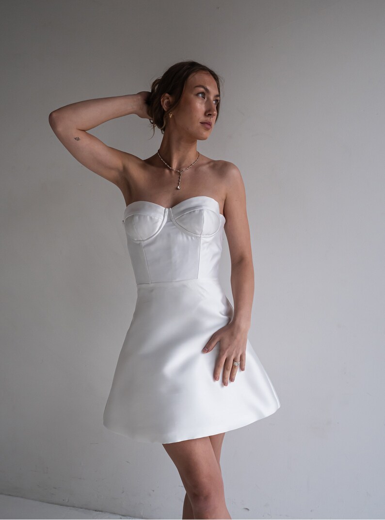 Mikado Corset Short Wedding Dress | Mini Wedding Gown - Etsy