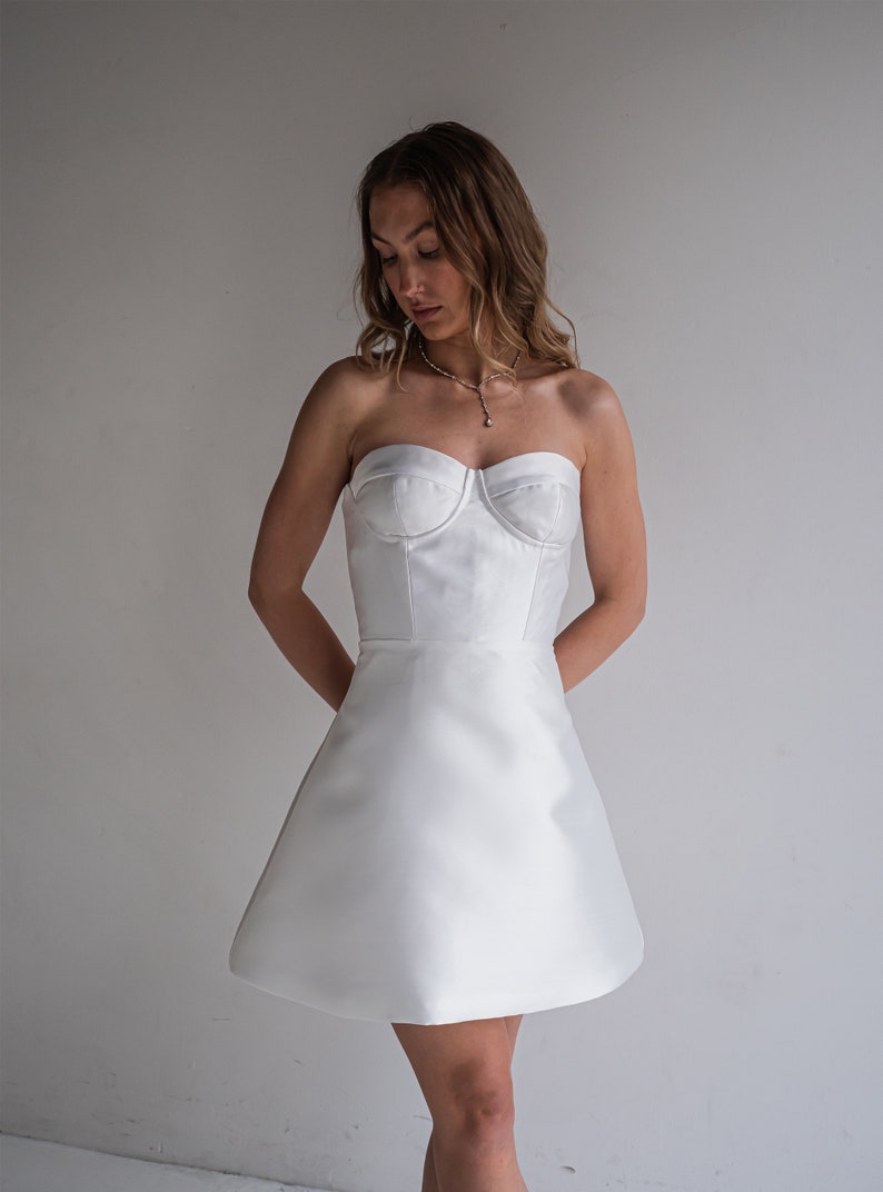 Mikado Corset Short Wedding Dress | Mini Wedding Gown - Etsy