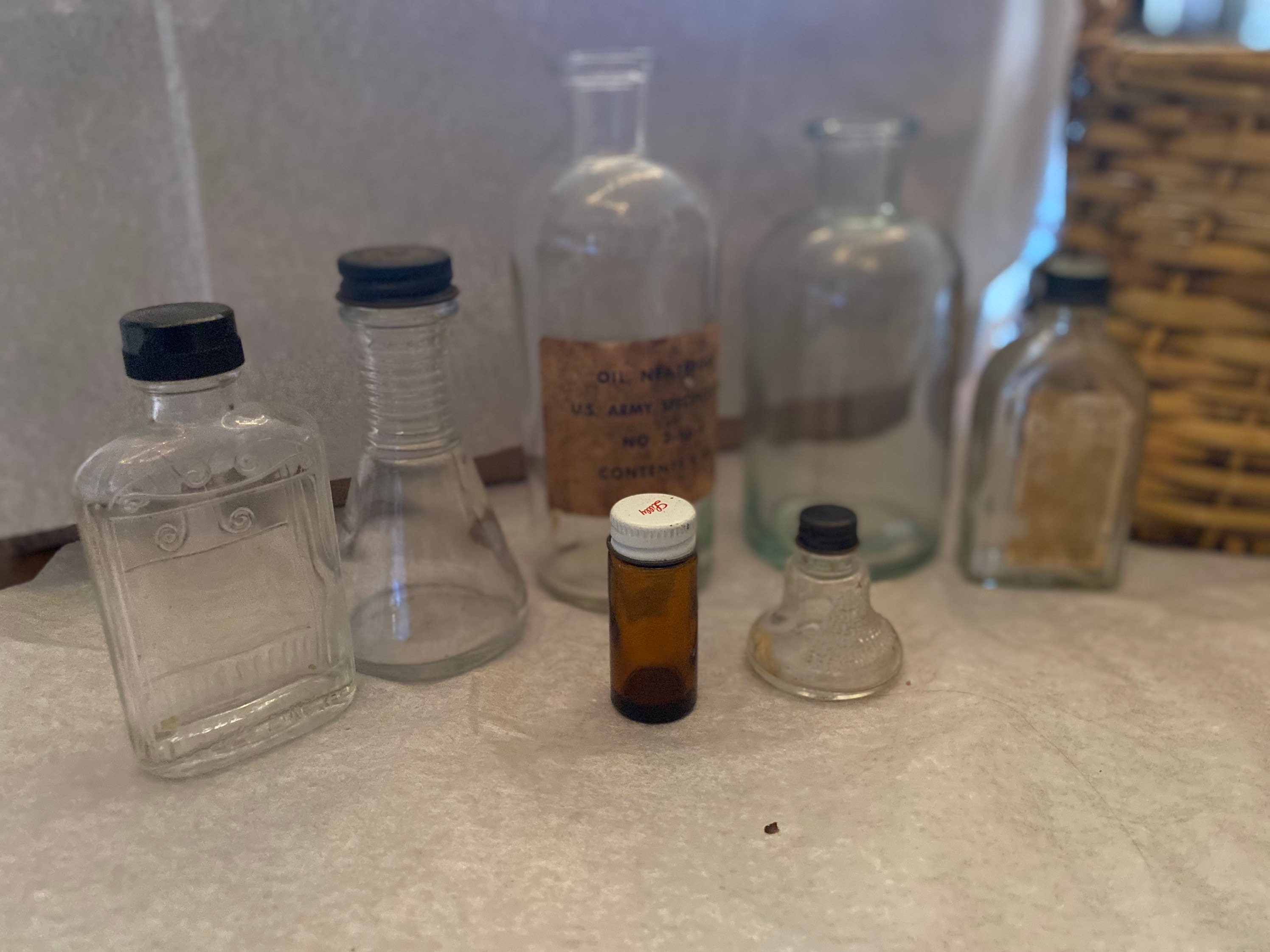 Vintage Glass Medicine Bottles set of 7 Etsy