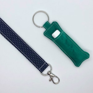 Lip Balm Holder, Chapstick Pocket, Key Chain Accessory, Clip On Key Chain, Green Key Chain, Car Key Accessories, Travel Lip Gloss- Green