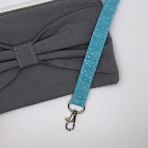 Wristlet Key Fob, Key Chain Lanyard, Fabric Wrist Strap, Clip On Key Holder, Key Fob Bracelet, Gifts for Women- Faded Blue Dot