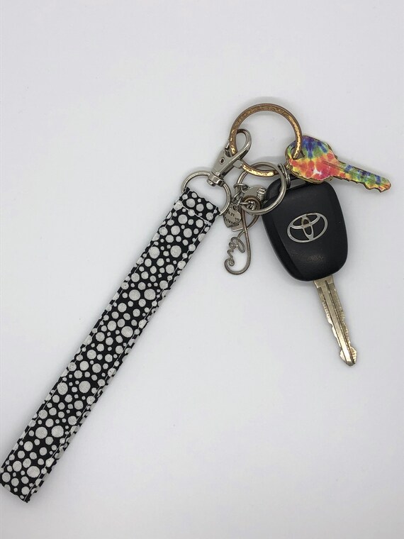 Black & White Dot Key Chain Lanyard Key Ring Holder Key Fob 
