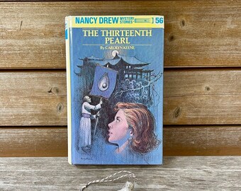 vintage 70s fiction . Nancy Drew THE THIRTEENTH PEARL #56 hardcover book by Carolyn Keene . final teen detective mystery Tokyo . Hardy Boys