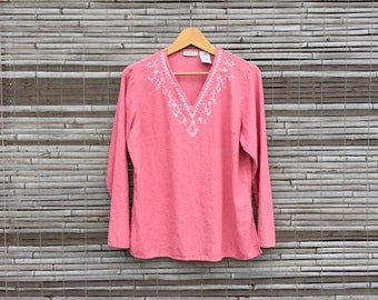 vintage . white stag . peasant top . boho . hippie . gypset . embroidered . linen . peasant shirt . 80s . desert rose
