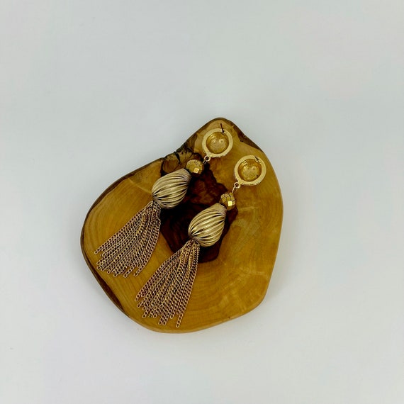 vintage . 1980s MONET TASSEL CHAIN earrings . lon… - image 9