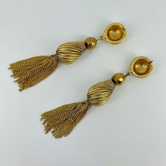 vintage . 1980s MONET TASSEL CHAIN earrings . lon… - image 6