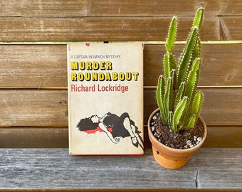 vintage . MURDER ROUNDABOUT by richard lockridge . © 1966 MURDERINO hardcover book . captain heimrich series book #17 . detective fiction