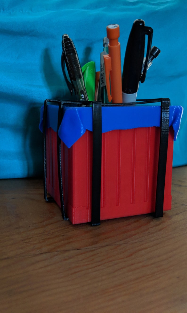 PUBG Air Drop Crate Pen holder/for-men/gift-for-sister/fairytale-gift/3D Print/3D Printed/AirDrop/Gift/Games/Meme/PUBG/Crate/Gift for Him image 2