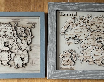 Tamriel map | Laser engraved | Cosplay | Gift for him | Gift for her | Wall decor | Map engraving | Custom engraved map | Laser engraved art