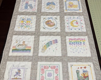 Cross stitch baby quilt
