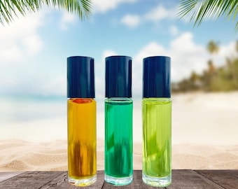 3 Set Unisex Fragrance Body Oils - Egyptian Musk, Amber Musk, Arabian Sandalwood, Roll On Body Oil, Musk Oils, Alcohol Free, Concentrated