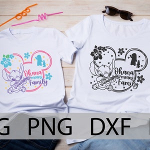 Ohana Means Family SVG, Stitch guitar Svg, Hawaii Trip Svg, Hawaiian Vacation Svg, Mouse Ears Svg, Dxf, Png, Aulani, disneyland trip SVG